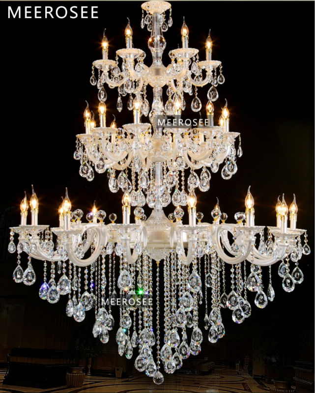 large pearl white crystal chandelier light 34 arms 3 tiers hanging lustre crystal light for project md3150 l34 d1400mm h1800mm