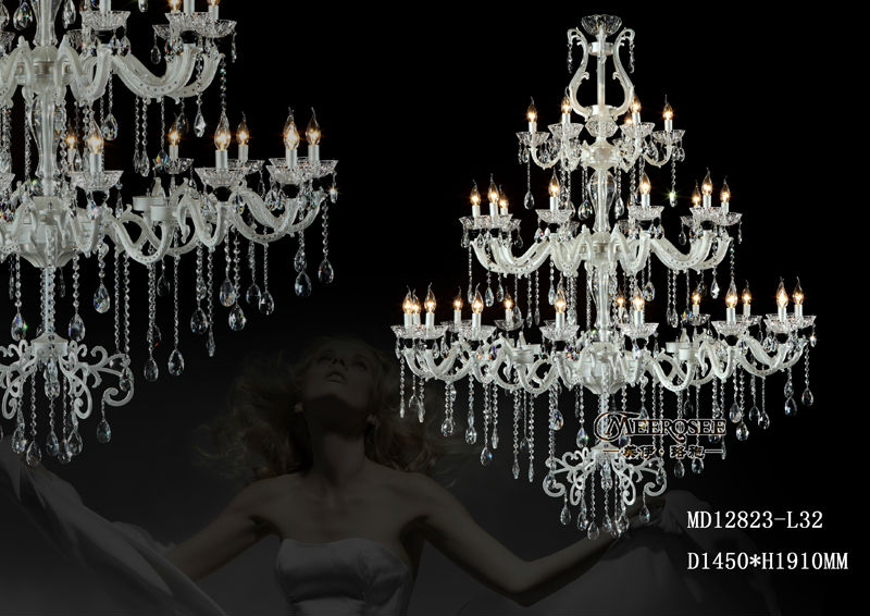large silver 32 arms crystal chandelier lighting big crystal lustre light fixture for el, lobby, mall, foyer md12823