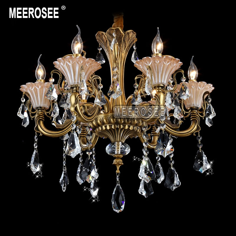 modern 8 arms brass color chandelier crystal light fixture glass floral crystal lustre lamp with k9 crystal md8702 d820mmh630mm
