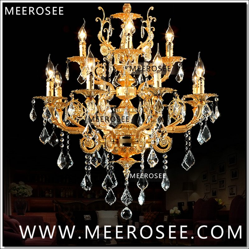 modern luxury 12 arms crystal chandelier lamp gold suspension lustre crystal light for foyer lobby md8857 l8+4 d750mm h750mm
