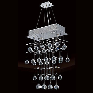 crystal modern led pendant light lamp with 4 lights for living dinning room, lustre de cristal sala e pendentes luz