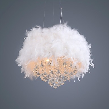 luminaire led white feather modern crystal pendant light lamp with 3 lights,lustre de cristal featured