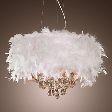 luminaire led white feather modern crystal pendant light lamp with 3 lights,lustre de cristal featured