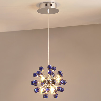 modern crystal pendant light lamp with 6 lights in bule crystals , lustres e pendentes ,lustre de cristal