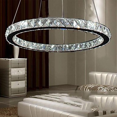 modern led crystal pendant light lamp for living dinning room single ring, lustres de cristal sala teto