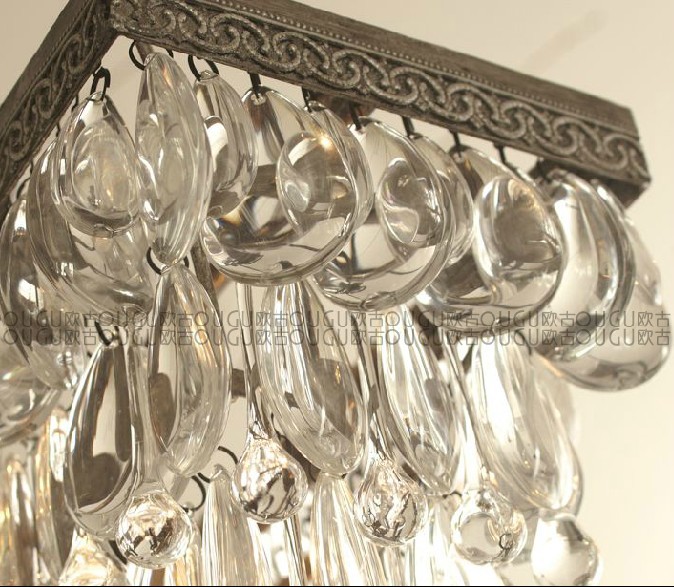 55cm x 25cm antique rectangular crystal k9 chandelier , crystal american style modern brief of luxury pendant chandelier light