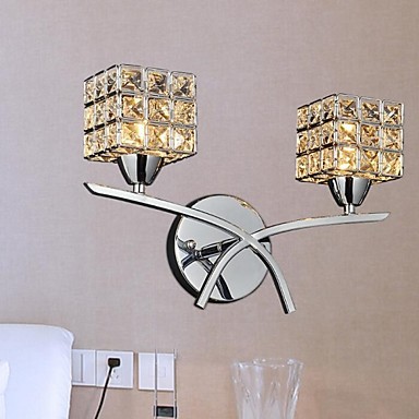 lustre,modern crystal led wall lamp light with 2 lights for bedroom wall sconce