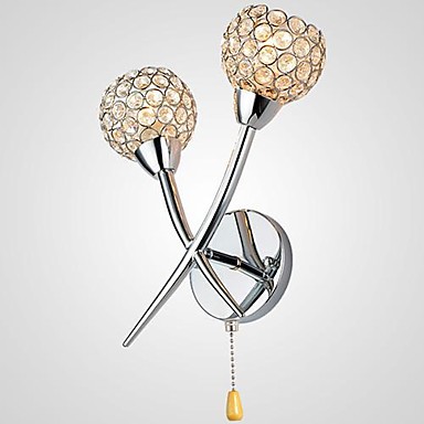 simple modern artistic led crystal wall lamp with 2 lights for home lighting wall sconce arandelas wandlamp