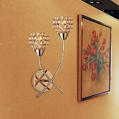 wall sconces,modern gold led crystal wall light lamp with 2 lights for home bedroom lighting