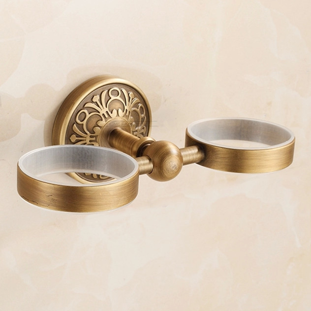 copper antique bathroom cup & tumbler holder, double toothbrush holder bathroom accessories ha-33f