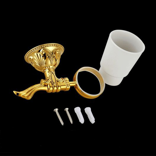 new modern accessories luxury european style golden copper toothbrush tumbler&cup holder wall mount bath product zp-9358