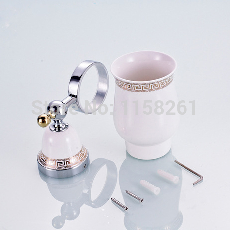new modern home decoration luxury european style chrome copper toothbrush tumbler&cup holder wall mount bath product 5502