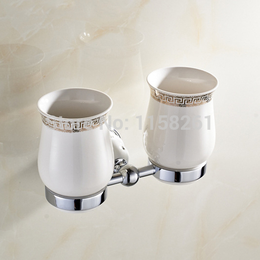 new modern washroom toothbrush holder luxury european style golden copper tumbler&cup holder wall mount bath product 5103