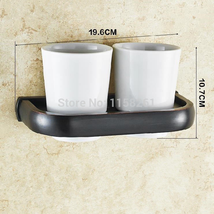 sanitary ceramic mouthwash dual cupholders black bronze copper bathroom accessories toothbrush cup holder f81368r