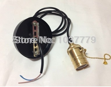 5pcs/pack vintage style knob switch brass lamp holder e27 with textile cable pendant lamp