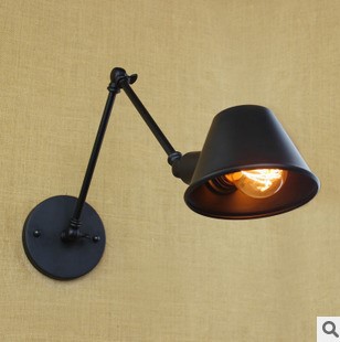 40w loft style black vintage wall lamp arm indoor lighting, industiral wall sconce lamparas de pared