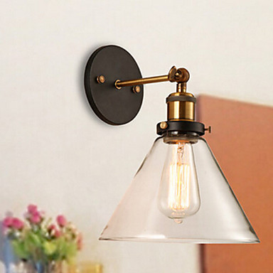 europe retro loft style industrial vintage wall lamp light with glass lampshade edsion wall sconces