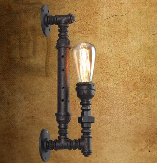 home decoration lighting industrial water pipe ancient color iron finished edison style retro wall lamp