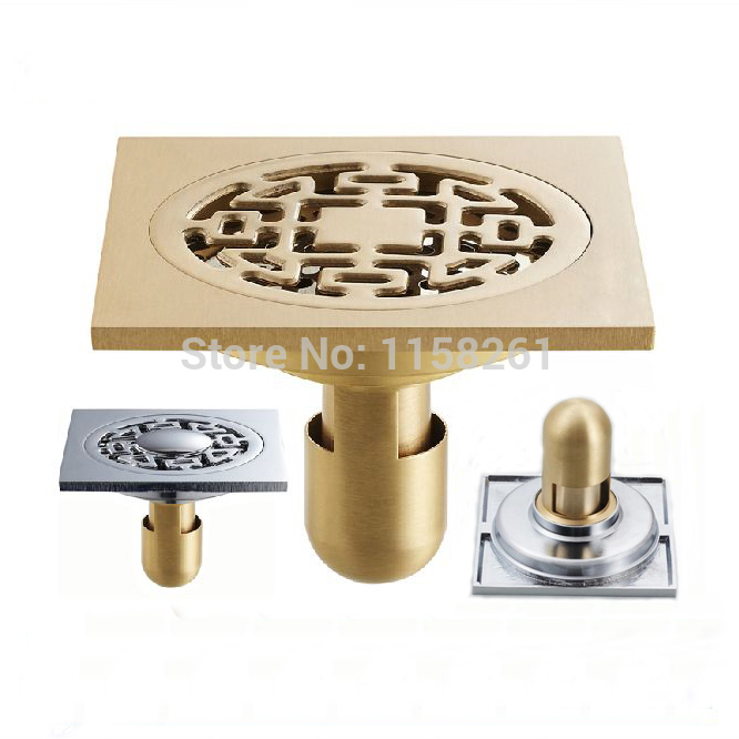 10*10cm modern brass grille shape bathroom floor waste grate shower drain drainer bathroom sanitary floor drain hj-8588s