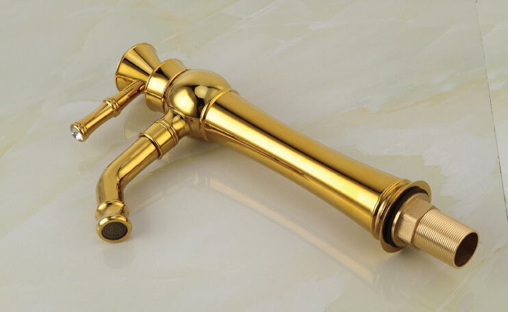 bathroom faucets crystal handles gold luxury basin sink water tap single handle