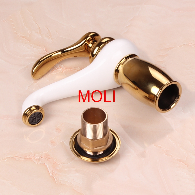 vessel sink golden faucet fashion gold and white painted bathroom faucets toilet bath sink mixer tap