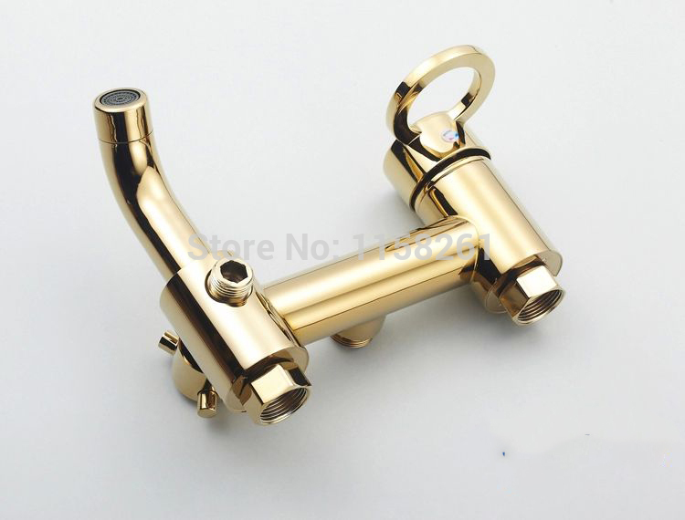 luxury antique style gold brass bath tub faucet ceramic handle&handheld shower head faucet mixer taphj-1065k-a