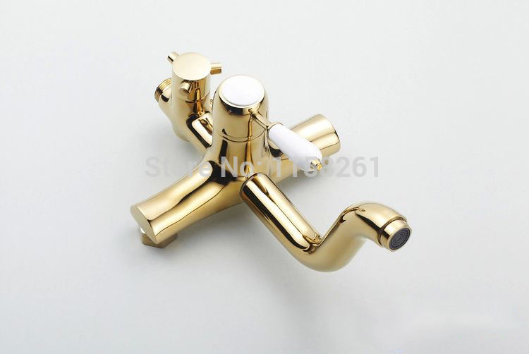 luxury antique brass copper rainfall shower faucet set plating palace royal householdwall mountedhj3007k-b - Click Image to Close
