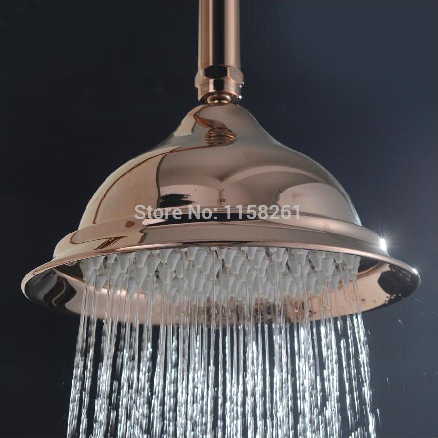 new luxury rose gold color wall mount bath shower set faucet mixer taps rainfall head handheld spray q-66b