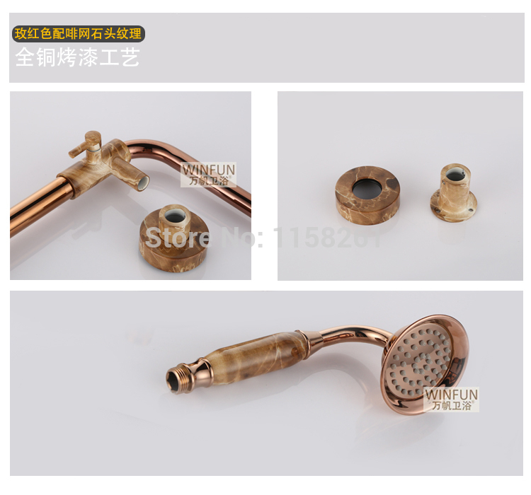 rose gold finish with marble brass bathroom rain shower set mixer faucet tap set chuveiro torneira q-55b