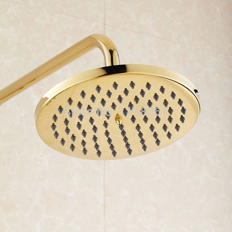 whole and retail promotion luxury gold brass shower faucet rain shower head+tub faucet+hand shower hj-3008k-b