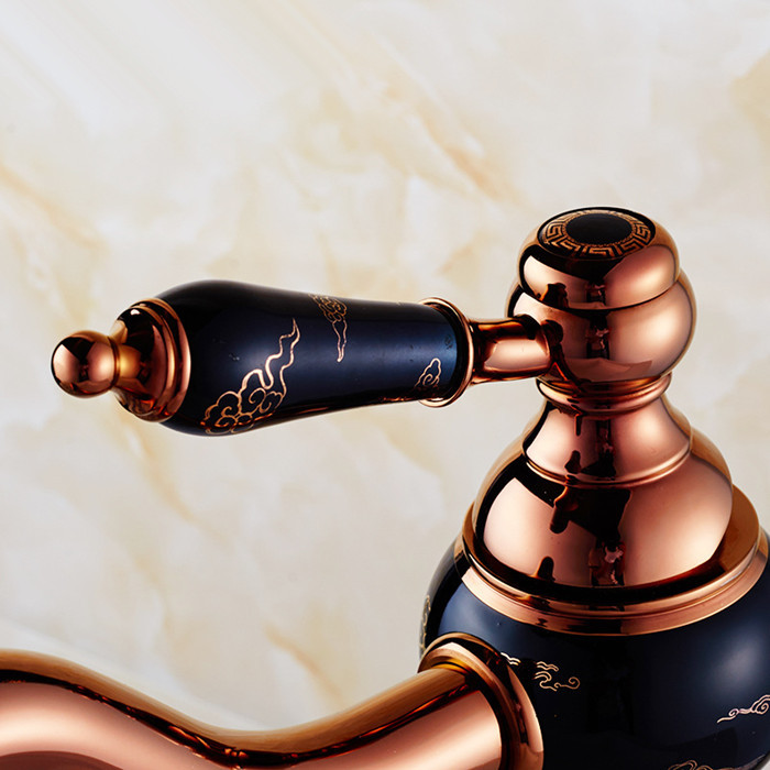 2015 new fashion rose gold brass and marble body bathroom basin faucet bathroom vanity water tap oyd0029e