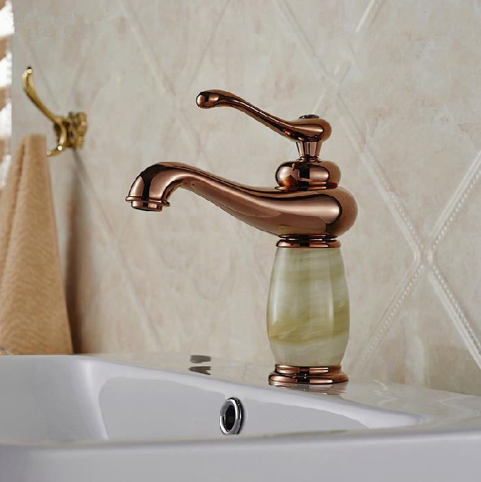 basin faucets rose gold finish single lever basin faucet deck mount bathroom sink mixer tap faucet for bathroom torneiras 6006e - Click Image to Close