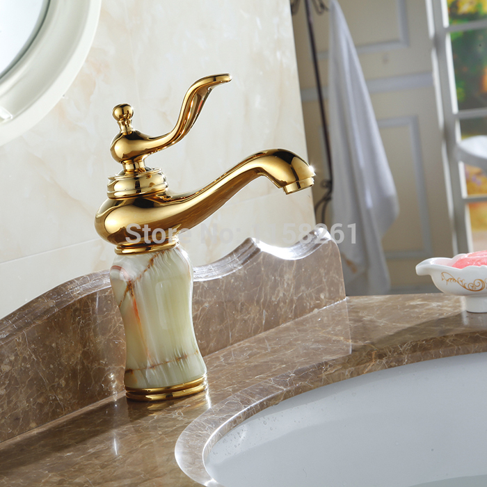 bathroom faucets vanity basin mixer brass and marble material with gold-plated and cold water al-8913k