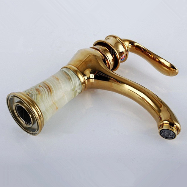 brass gold plated faucets mixers water taps/gold faucets jade bathroom single hole faucet mixer 8106k