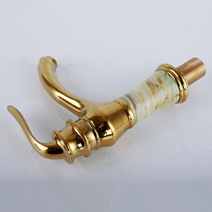 brass gold plated faucets mixers water taps/gold faucets jade bathroom single hole faucet mixer 8106k