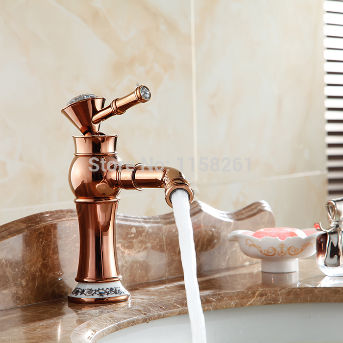 classic solid brass copper sink rose gold color bathroom faucet basin mixer and cold tap torneira banheiro