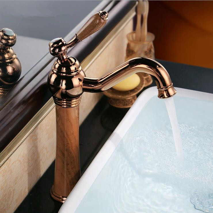 classic solid brass copper sink rose gold color bathroom faucet basin mixer washbasin water tap jr-102e