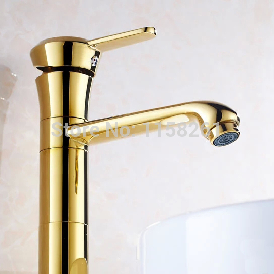 contemporary concise bathroom faucet golden polished brass basin sink faucet single handle water taps 9023k