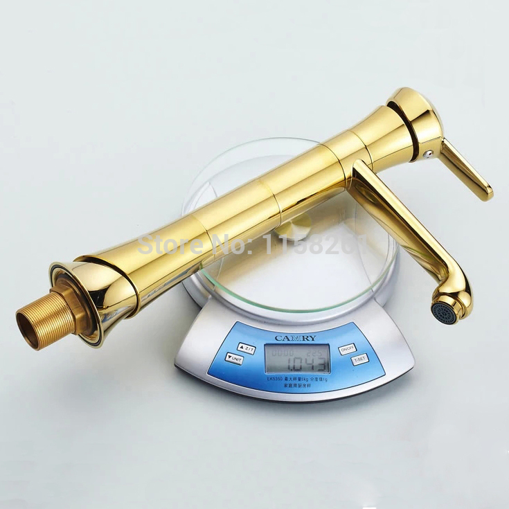 contemporary concise bathroom faucet golden polished brass basin sink faucet single handle water taps 9023k