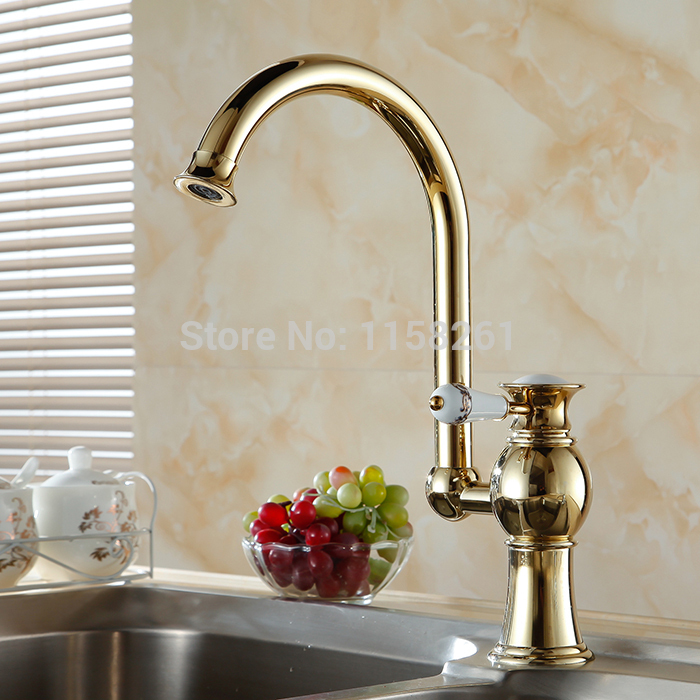 contemporary concise bathroom faucet golden polished brass basin sink faucet single handle water taps al-7511k