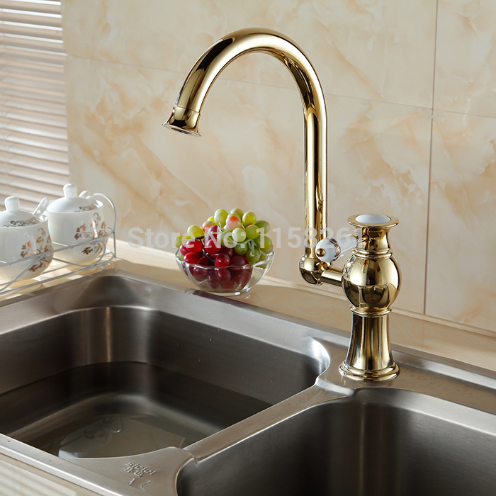 contemporary concise bathroom faucet golden polished brass basin sink faucet single handle water taps al-7511k