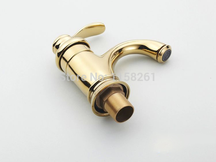 contemporary concise bathroom faucet golden polished brass basin sink faucet single handle water taps hj-6636k