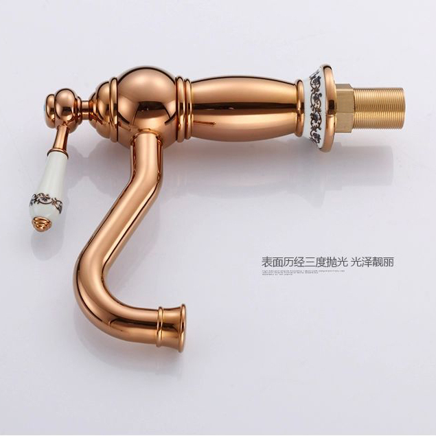 contemporary concise bathroom faucet rose gold polished brass basin sink faucet single handle water taps m-14e