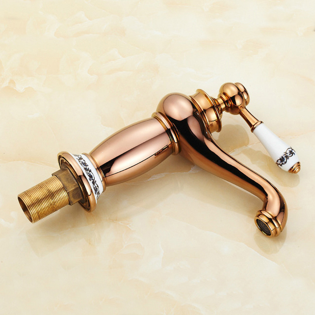 contemporary concise bathroom faucet rose gold polished brass basin sink faucet single handle water taps m-16e