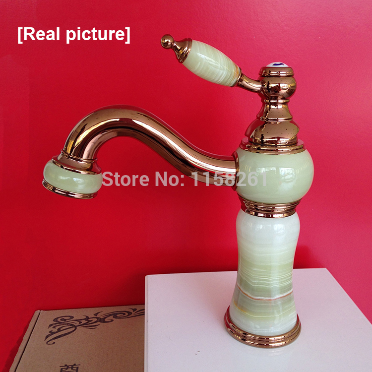 fashion luxurious antique royal family style marble rose gold &cold basin faucet mixer tap vanity e-04 - Click Image to Close