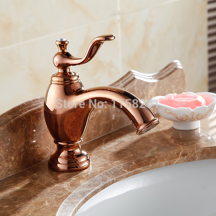 faucet rose gold finish bathroom basin faucet kitchen sink mixer tap single handle al-7312e - Click Image to Close