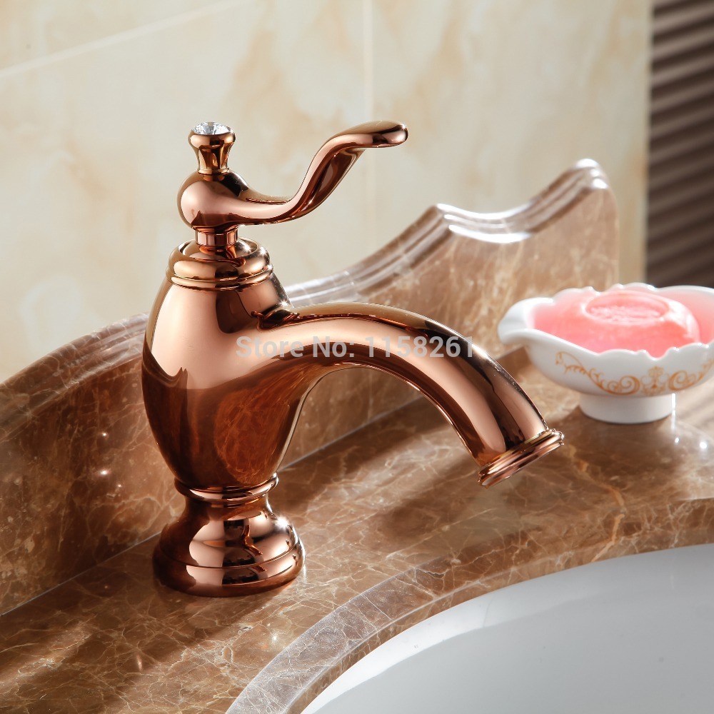 faucet rose gold finish bathroom basin faucet kitchen sink mixer tap single handle al-7312e - Click Image to Close