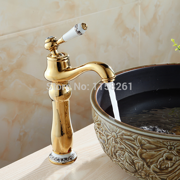 golden blue and white porcelain bathroom faucet, basin mixer single handle and cold water al-7318k