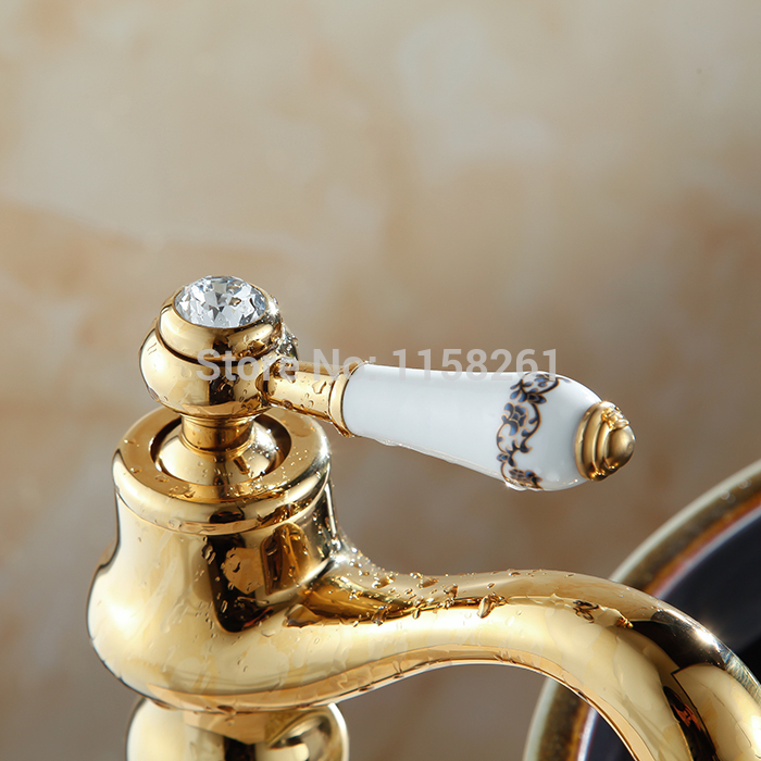 golden blue and white porcelain bathroom faucet, basin mixer single handle and cold water al-7318k