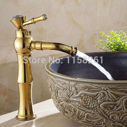 golden polished faucet single handle solid brass faucet bathroom basin mixer tap al-7308k